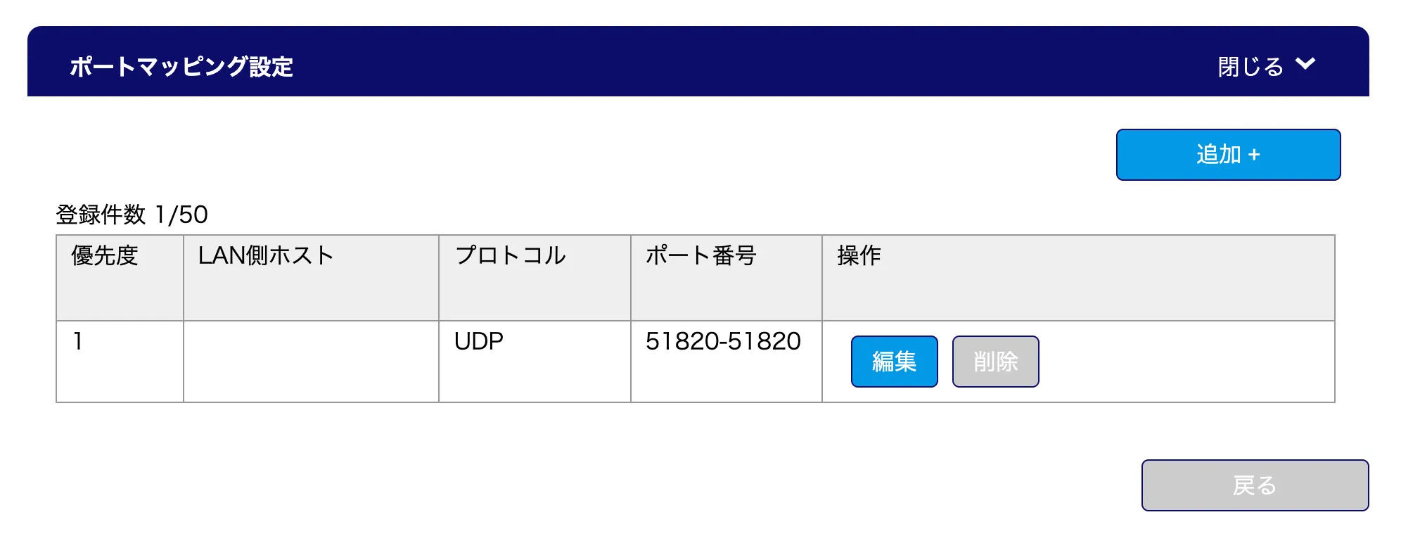 ポートの開放